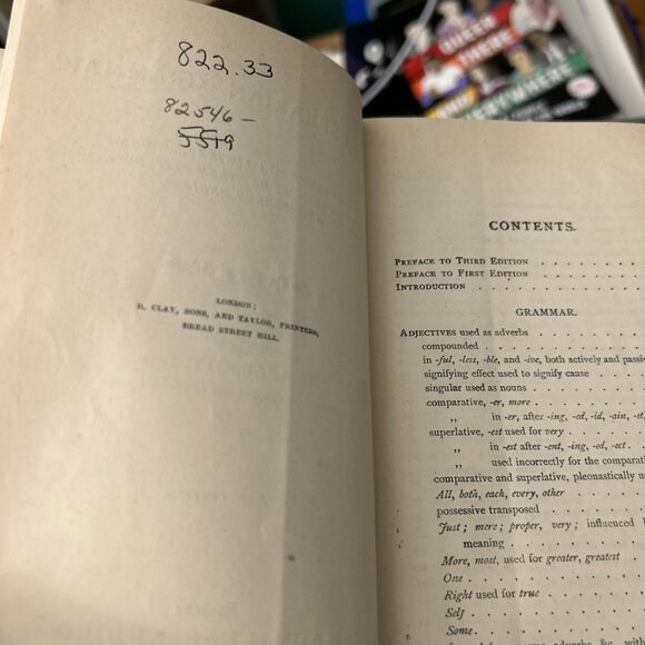 A SHAKESPEARIAN GRAMMAR book E A Abbott - Antique 1883 Edition Vintage cloth HC - Picture 9 of 12